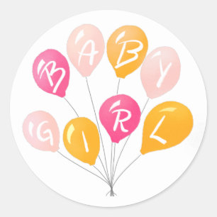 Schattige roze gele ballonnen baby meisje Baby sho Ronde Sticker