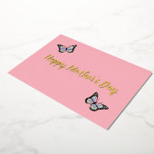 Schattige Roze Gelukkige Moederdag met Vlinders Folie Feestdagenkaart (Gedraaid)