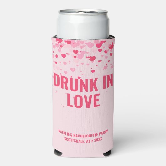 Schattige Roze Gepersonaliseerd Drink in Liefde Ba Seltzer Blikjeskoeler (Seltzer Voorkant)