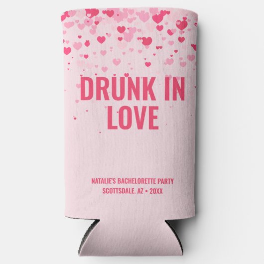 Schattige Roze Gepersonaliseerd Drink in Liefde Ba Seltzer Blikjeskoeler (Voorkant)