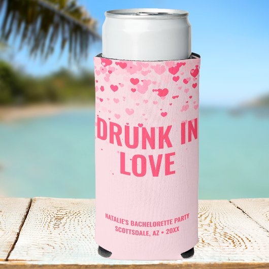 Schattige Roze Gepersonaliseerd Drink in Liefde Ba Seltzer Blikjeskoeler
