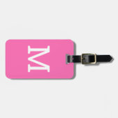 Schattige Roze Gepersonaliseerd Initiaal Bagagelab Bagagelabel (Voorkant horizontaal)