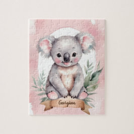 Schattige Roze Gepersonaliseerde Koala Kinder Legpuzzel