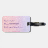 Schattige Roze Gepersonaliseerde Naam Glitter Trav Bagagelabel (Achterkant horizontaal)