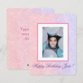 Schattige roze gepersonaliseerde naam glitter verj feestdagenkaart (Voorkant / Achterkant)