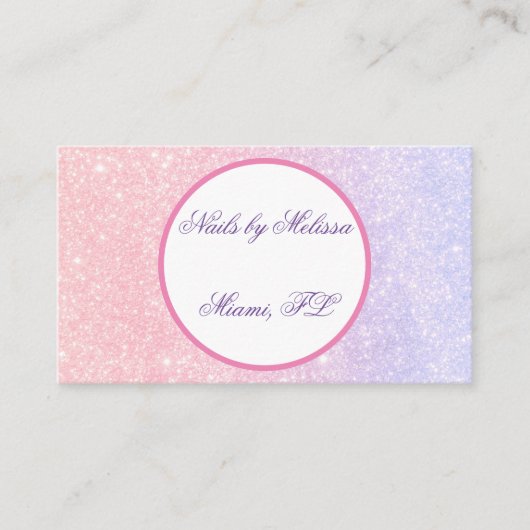 Schattige Roze Gepersonaliseerde Naam Glitter Visitekaartje (Voorkant)