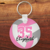 schattige roze gepersonaliseerde volleybalsleutelh sleutelhanger (Achterkant)
