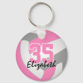 schattige roze gepersonaliseerde volleybalsleutelh sleutelhanger (Achterkant)