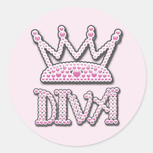 Schattige roze geprinte parels diva prinses kroon ronde sticker (Voorkant)