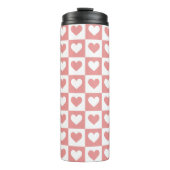 Schattige roze geruite hartenpatroon thermosbeker (Voorkant)