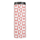 Schattige roze geruite hartenpatroon thermosbeker (Achterkant)