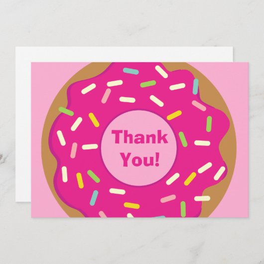 Schattige roze gestrooid donut kind verjaardagsfee bedankkaart (Voorkant / Achterkant)