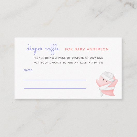 Schattige Roze Ghost Mummie Baby shower Luier Raff Informatiekaartje (Voorkant)