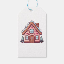 Schattige Roze Gingerbread House Cadeaulabel