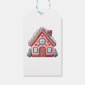 Schattige Roze Gingerbread House Cadeaulabel (Achterkant)