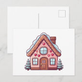 Schattige Roze Gingerbread House Feestdagenkaart (Voorkant / Achterkant)