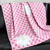 Schattige Roze Gingham Controleer Patroon Daisy Fl Fleece Deken