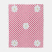 Schattige Roze Gingham Controleer Patroon Daisy Fl Fleece Deken (Voorkant)
