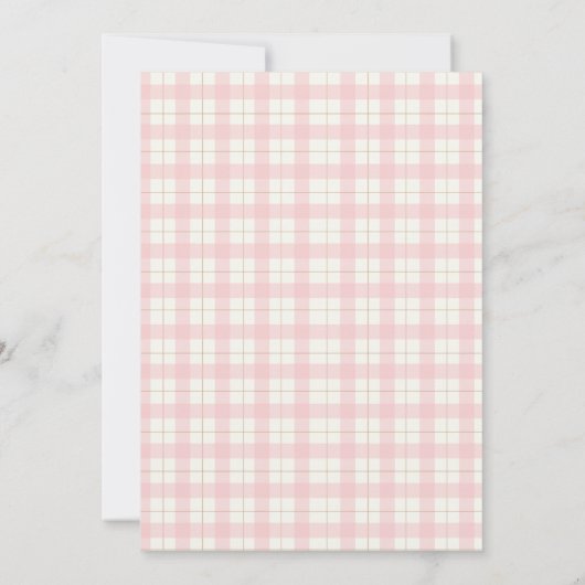Schattige roze gingham geruite boog meisje Baby sh Kaart (Achterkant)