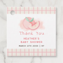 Schattige roze gingham perzik Baby shower dank u Bedankjes Labels