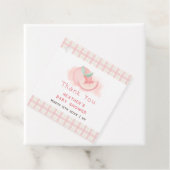 Schattige roze gingham perzik Baby shower dank u Bedankjes Labels (In situ)
