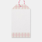 Schattige roze gingham perzik Baby shower dank u Cadeaulabel (Achterkant)