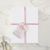 Schattige roze gingham perzik Baby shower dank u Cadeaulabel (Met Touw)