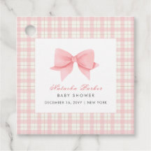 Schattige Roze Gingham Plaid Bow Meisje Baby showe
