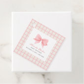 Schattige Roze Gingham Plaid Bow Meisje Baby showe Bedankjes Labels (In situ)
