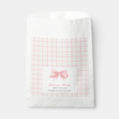 Schattige Roze Gingham Plaid Bow Meisje Baby showe Bedankzakje (Voorkant)