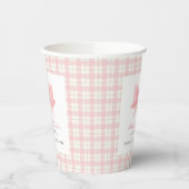 Schattige Roze Gingham Plaid Bow Meisje Baby showe Papieren Bekers (Links)