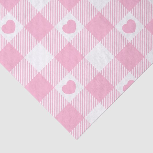 Schattige roze gingham vichy met harten tissuepapier (Detail)