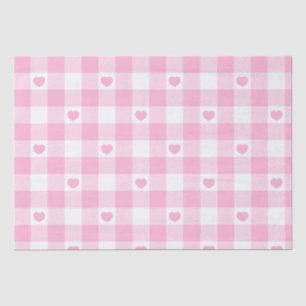 Schattige roze gingham vichy met harten tissuepapier