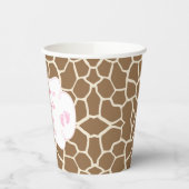 Schattige Roze Giraffe Baby shower Papieren Bekers (Links)