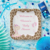 Schattige Roze Giraffe Baby shower Papieren Bordje (Feest)