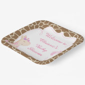 Schattige Roze Giraffe Baby shower Papieren Bordje (Gebogen)