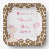 Schattige Roze Giraffe Baby shower Papieren Bordje (Voorkant)