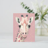 Schattige Roze Giraffe Briefkaart (Staand voorkant)