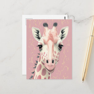 Schattige Roze Giraffe Briefkaart