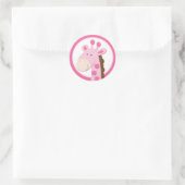 Schattige Roze Giraffe Envelope Seals of Toppers Ronde Sticker (Tas)
