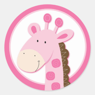 Schattige Roze Giraffe Envelope Seals of Toppers Ronde Sticker