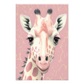 Schattige Roze Giraffe Foto Afdruk (Voorkant)