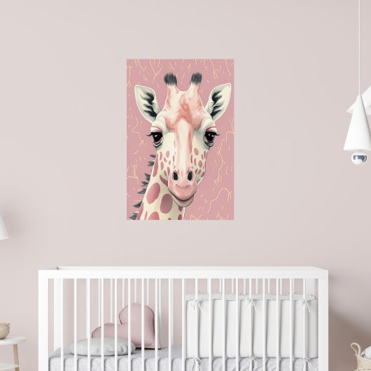 Schattige Roze Giraffe Poster (Kinderkamer 2)