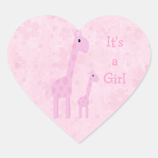 Schattige roze Giraffes & bloemen zijn een meisje  Hart Sticker (Voorkant)