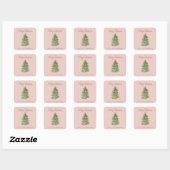 Schattige Roze Girly Kerstboom Gift Vierkante Sticker (Vel)