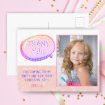 Schattige Roze Glitter Girly Verjaardag Dank u Fot Briefkaart<br><div class="desc">Schattige Roze Glitter Girly Verjaardag Dank u Foto Briefkaart voor meisjes met een aangepaste foto en dank u tekst. verjaardag bedankje voor je vrienden en familie. Upload je foto en personaliseer het briefkaart met jouw naam en tekst. Het briefkaart heeft een roze cartoon lijst en roze glitter. Geweldig als bedankkaart...</div>