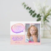 Schattige Roze Glitter Girly Verjaardag Dank u Fot Briefkaart (Staand voorkant)
