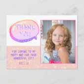Schattige Roze Glitter Girly Verjaardag Dank u Fot Briefkaart (Voorkant)
