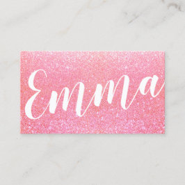 Schattige roze glitter handgeschreven script kalli visitekaartje