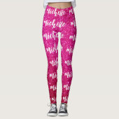 Schattige roze glitter monogram Leggings (Voorkant)